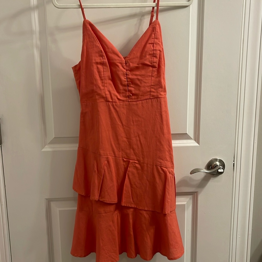 Lulus button front midi dress with ruffled bottom